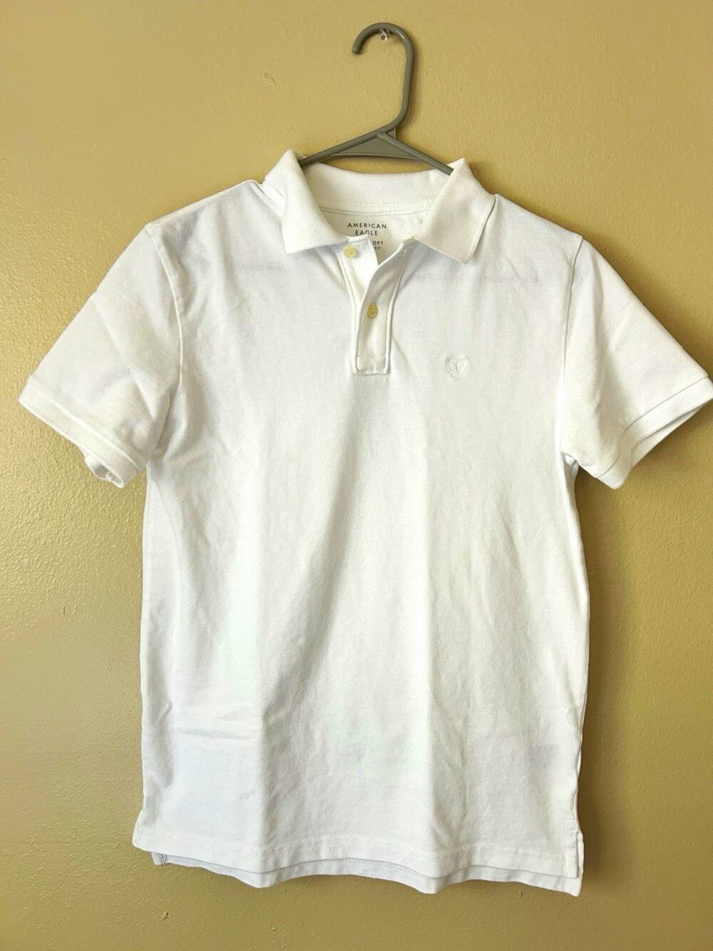 American Eagle Outfitters Super Soft Men's XS Standard Fit Cotton White Polo